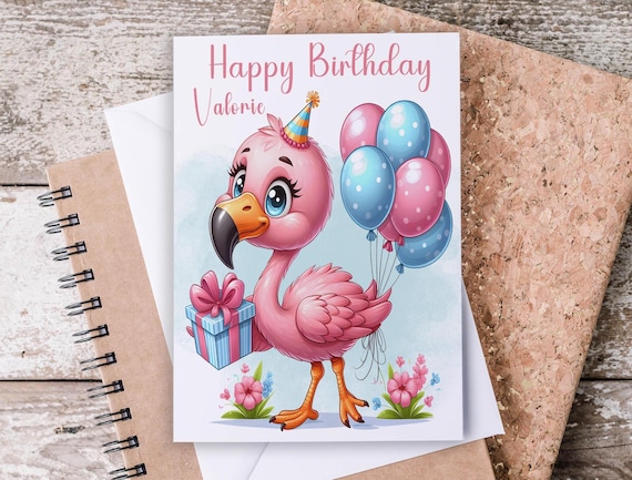 Flamingo Birthday Card, Fabulous Birthday Card, Happy Birthday, Children's Birthday, Handmade, Blank Greeting Card, Personalized, BC23