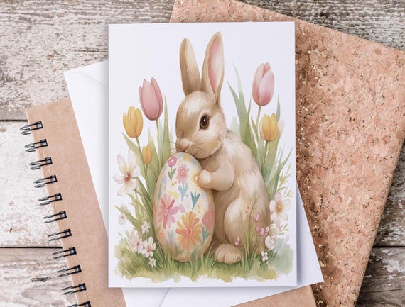 Easter Card Set, Cute Easter Bunny Design, Greeting Card Pack, Snail Mail, Just Because Card, Blank Note Cards, Thank You Cards, EC12