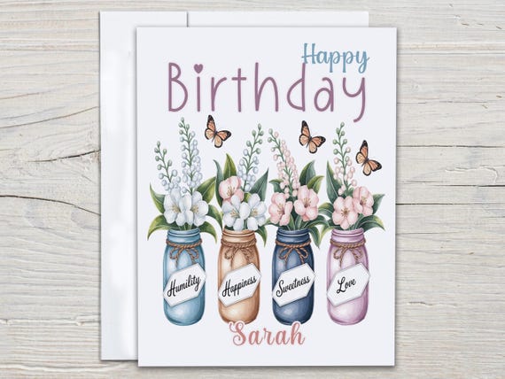 Personalized May Bday Card, Lily of the Valley Birthday Card, May Birth Flower, Bday Card for Her, Happy Bday Card, Aunt Birthday Card,BC107