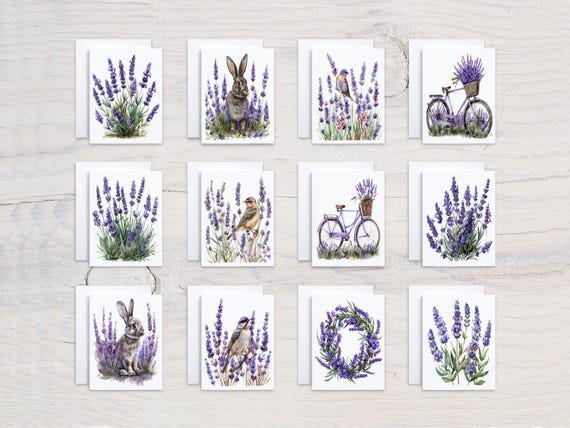 Personalized Lavendar Flower Birthday Card, Watercolor Floral Card, Blank Notecard, Cards with Flowers, All Occasion, Everyday Card, CS238