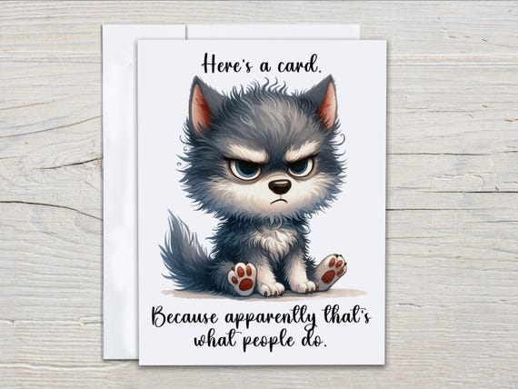 Watercolor Wolf Notecard Set – Funny Sassy Greeting Cards, Gray Wolf Stationery, Snarky All Occasion Animal Cards, Quirky Notecards, EC392