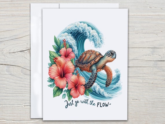 Cute Watercolor Turtle Notecard Set, Blank Notecard, Turtle Greeting Card, Cute Stationary Set, Miss You Card, Just Because, Everyday, EC276