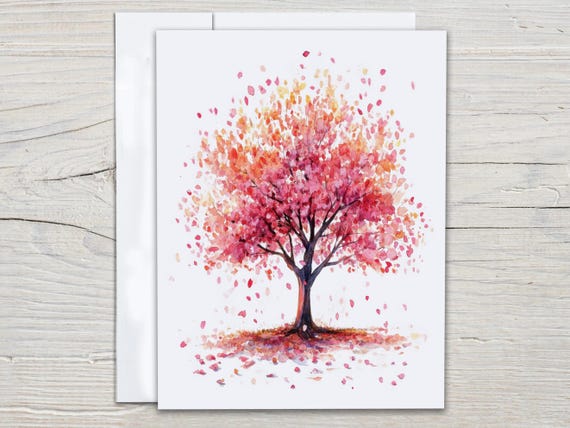 Cute Watercolor Tree Notecard Set, Cute Stationary Set, Blank Notecards, Tree of Life Card, Custom Stationary, Everyday Card, Birthday,EC228