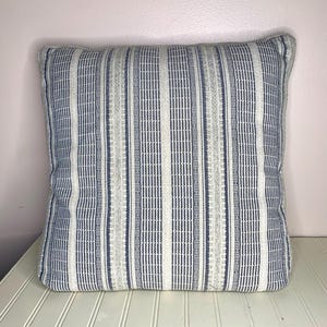 Blue and White Striped Lumbar Pillow: Coastal Farmhouse Decor (19x20&quot;)