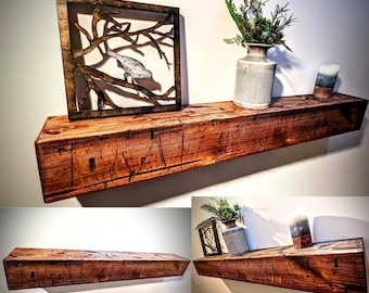 Floating Wood Mantle Shelf