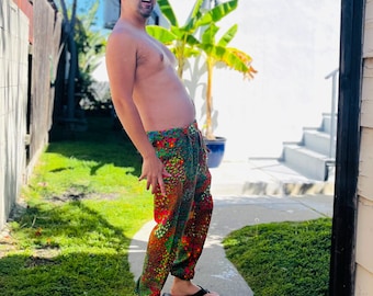 Neon Flower Power harem joggingbroek