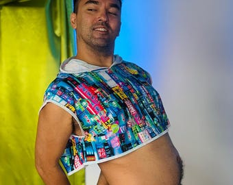 Crop Top Hoodie “TOKYO DRIFT” Japanese Neon Cityscape