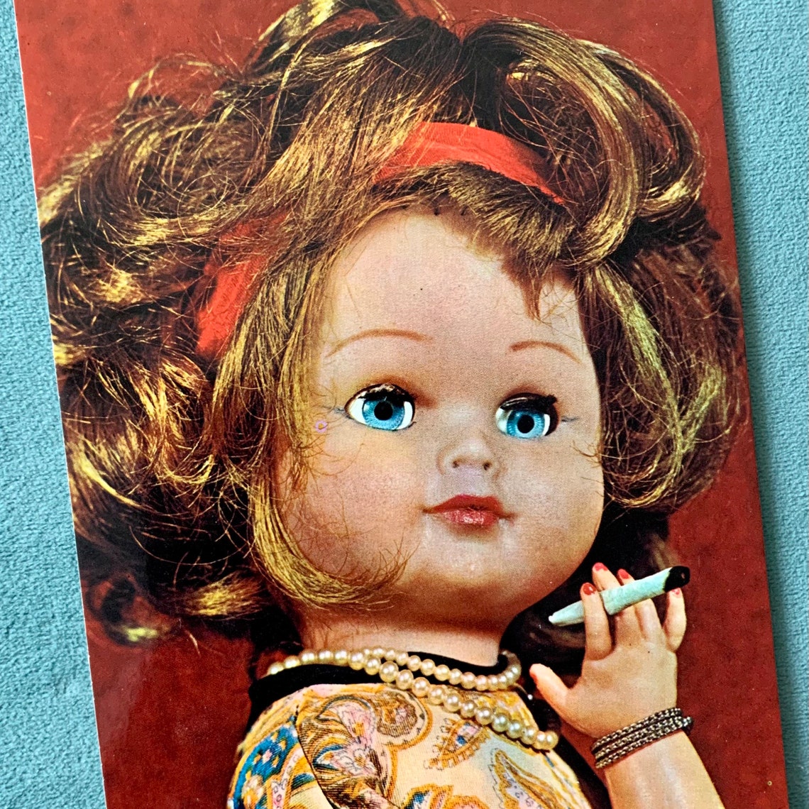 Vintage 60s Smoking Doll Postcard Etsy