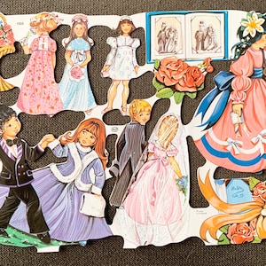 Vintage 70er Jahre Braut Papier Scraps Illustrationen Romantische Hochzeit
