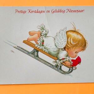 Used Vintage Postcard Ruth Morehead Angel Christmas Sleighride
