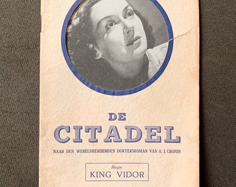 Livret du programme du film vintage néerlandais des années 30 Rosalind Russel King Vidor La Citadelle