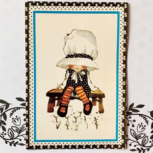 Vintage ansichtkaart gebruikt jaren 70 Holly Hobbie Meisje met grote hoed