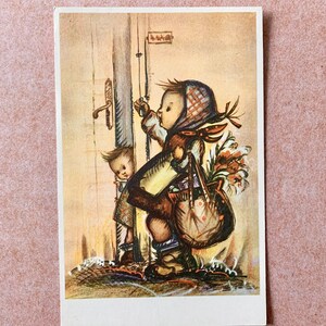 Ongebruikt Vintage Meisje met Geschenken Ansichtkaart