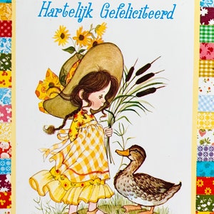 Ongebruikte Vintage jaren '70 Happy Birthday Girl Ansichtkaart