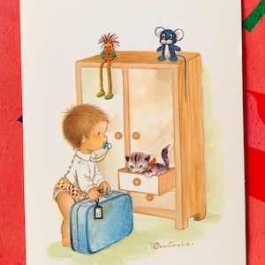 Ongebruikte vintage ansichtkaart jaren 70 schattige babyjongen Constanza 7980-D