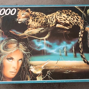 Vintage Luc Genot ‘Dreamings’ Girl Panther Puzzle 1988 Verkerke Schmidt 1000 pieces