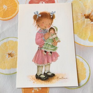 Ongebruikte vintage ansichtkaart Meisje met haar pop van Constanza 6102-B, Spanje