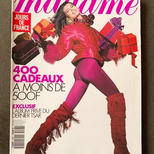 Madame Magazine Frankrijk december 1991 Omslagfoto door Tyen Fashion Lifestyle Dior Montana Valentino Jaren 90 Bruce Willis