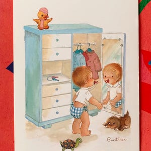 Ongebruikte vintage ansichtkaart jaren 70 schattige babyjongen Constanza 7980-C