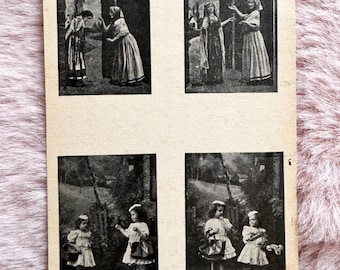 Antieke Nederlandse reclamekaart, sprookjesscènes, Amsterdamse slager ca. 1900