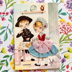 Gebruikte Vintage Elsi Souvenir Ansichtkaart Paars Lorraine Frankrijk