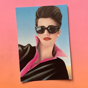 Unused Vintage 80s Airbrush Girl Postcard