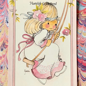 Ongebruikt vintage Cute Girl op de Swing Ansichtkaart