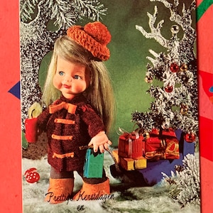 Gebrauchte Vintage Postkarte 70er Jahre Mädchen Puppe Weihnachtsgeschenke no1.