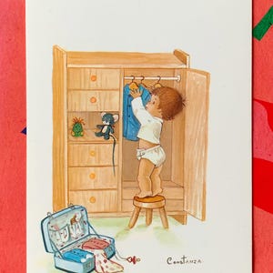 Ongebruikte vintage ansichtkaart jaren 70 schattige babyjongen Constanza 7980-B