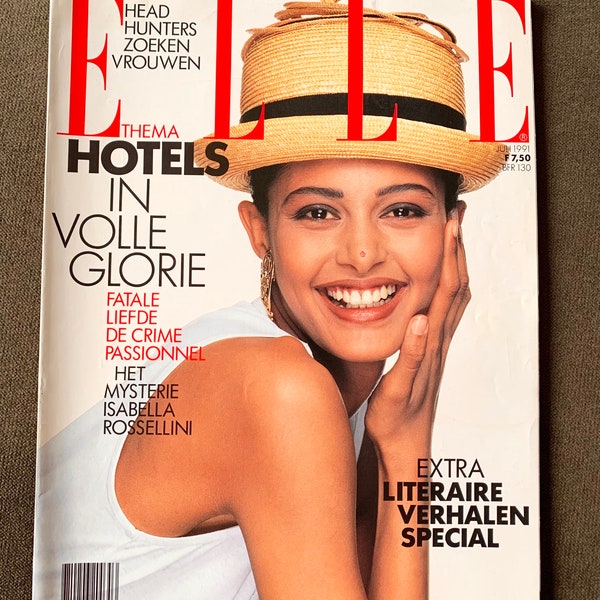 Revista holandesa Elle julio de 1991 Modelo de portada: Tara Fashion Lifestyle Isabella Rossellini