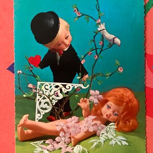 Gebraucht Postkarte Vintage 60er Jahre Niedlich Dolls In Love Junge Mädchen Niedlich 900/213