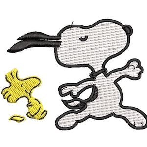 Snoopy und Woodstock Maschinenstickerei Designs, Stickmuster, Stickdateien, Stickkunst, Snoopy, digitaler Download