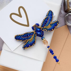 Perlen Brosche Set &quot;&quot;Libelle&quot;&quot; – DIY Schmuckherstellung Kit, Bead Embroidery Bastel Kit, handgemachte Brosche.&quot;