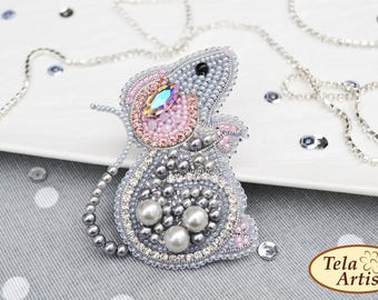 Beaded Mouse Brooch Kit: DIY Jewelry Making, Craft Gift