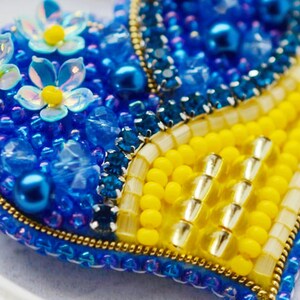 Beaded Brooch Kit 'Ukrainian heart', DIY Jewelry Making, Bead Embroidery Craft Kit
