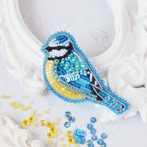 Bead Embroidery Kit – Titmouse Brooch DIY Jewelry, Handmade Beaded Brooch Kit