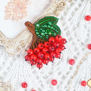 Bead Embroidery Kit – Viburnum Brooch DIY Jewelry, Handmade Beaded Brooch Kit