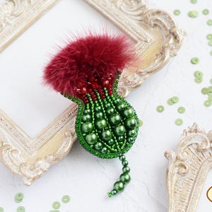 Beaded Brooch Kit &quot;Thistle&quot; / DIY Bead Embroidery / Jewelry Making Kit / Handmade Beaded Gift / Craft Kit for Beginners & Crafters