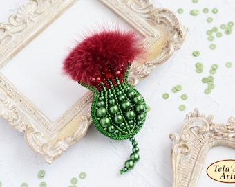 Beaded Brooch Kit "Thistle": DIY Bead Embroidery, Jewelry Making