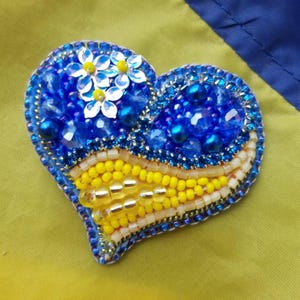 Beaded Brooch Kit 'Ukrainian heart', DIY Jewelry Making, Bead Embroidery Craft Kit