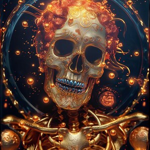 Surreal Skull Digital Download  | Steampunk Skeleton Digital Print| Printable Sci-Fi Skeleton Poster| Cosmic Skull Printable Art