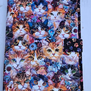 Folder Quilted Cross Stitch Project Bag Calico Cats Multi Floral Cat Fabric