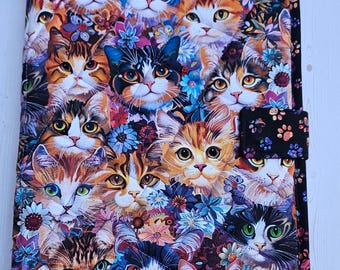 Folder Quilted Cross Stitch Project Bag Calico Cats Multi Floral Cat Fabric