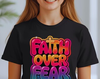 Camiseta cristiana para niños "Fe sobre el miedo" / Camiseta para niños, camiseta inspiradora de Jesús