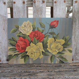 Vintage Paint By Number Flowers 'Natures Delight' Roses Art Still Life  Painting