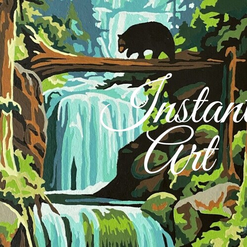 Printable Vintage Paint by Number Cabin in the Woods Instant Etsy