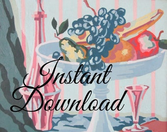 Instant Download Vintage Paint By Number Completed "Delicious Fruit" 10N4 Print Your Own Finished Painting