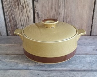 Vintage Ekco Eterna Canoe Lidded Stoneware Covered Casserole Dish Ceramic Bakeware Cookware