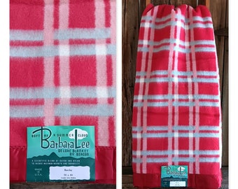 NWT Vintage Beacon Barbara Lee Red Plaid Blanket "Barclay" Camp Cabin Lodge Bedding 70x80