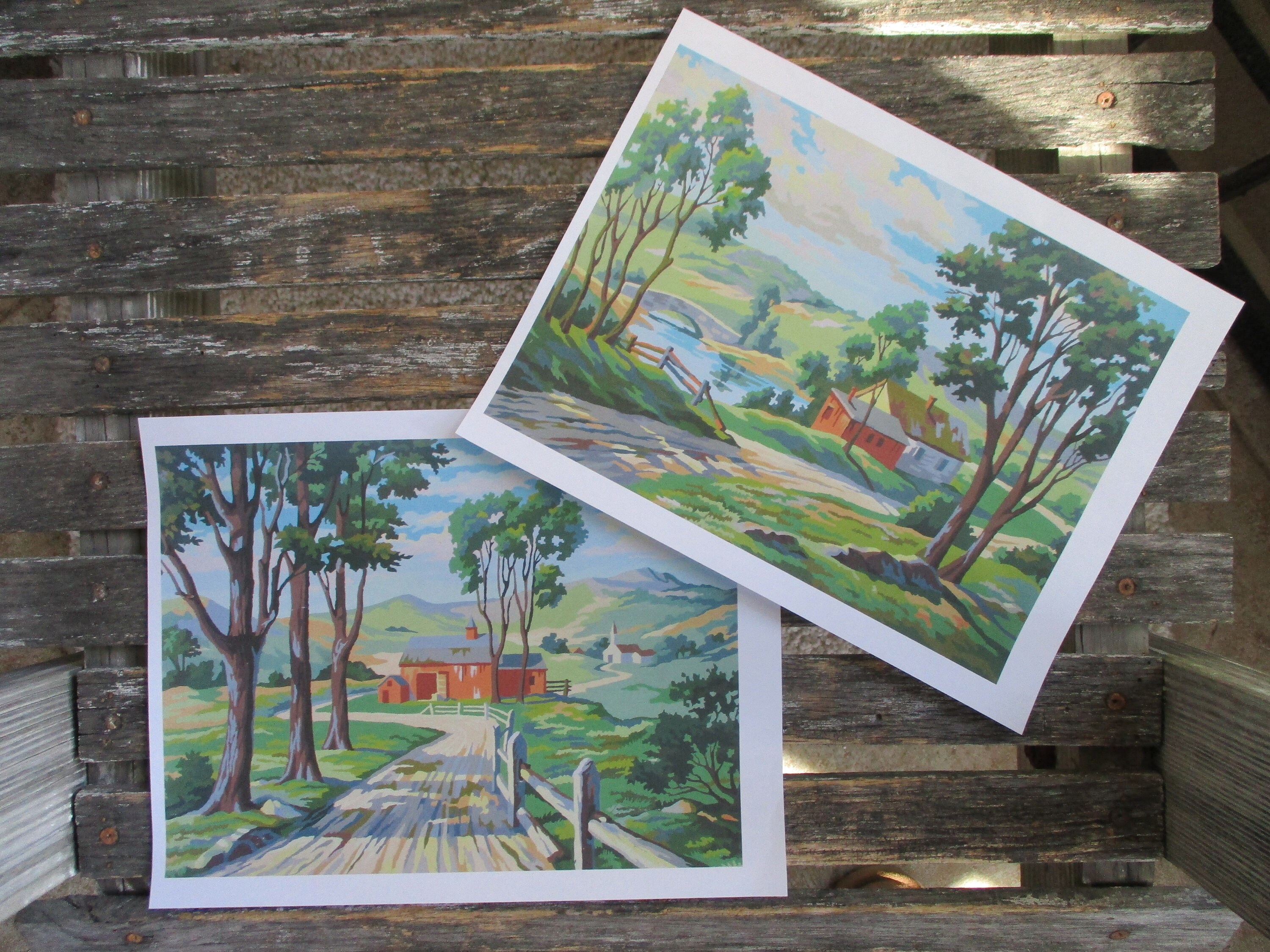 Printable Vintage Paint by Number Completed Red Barn Etsy